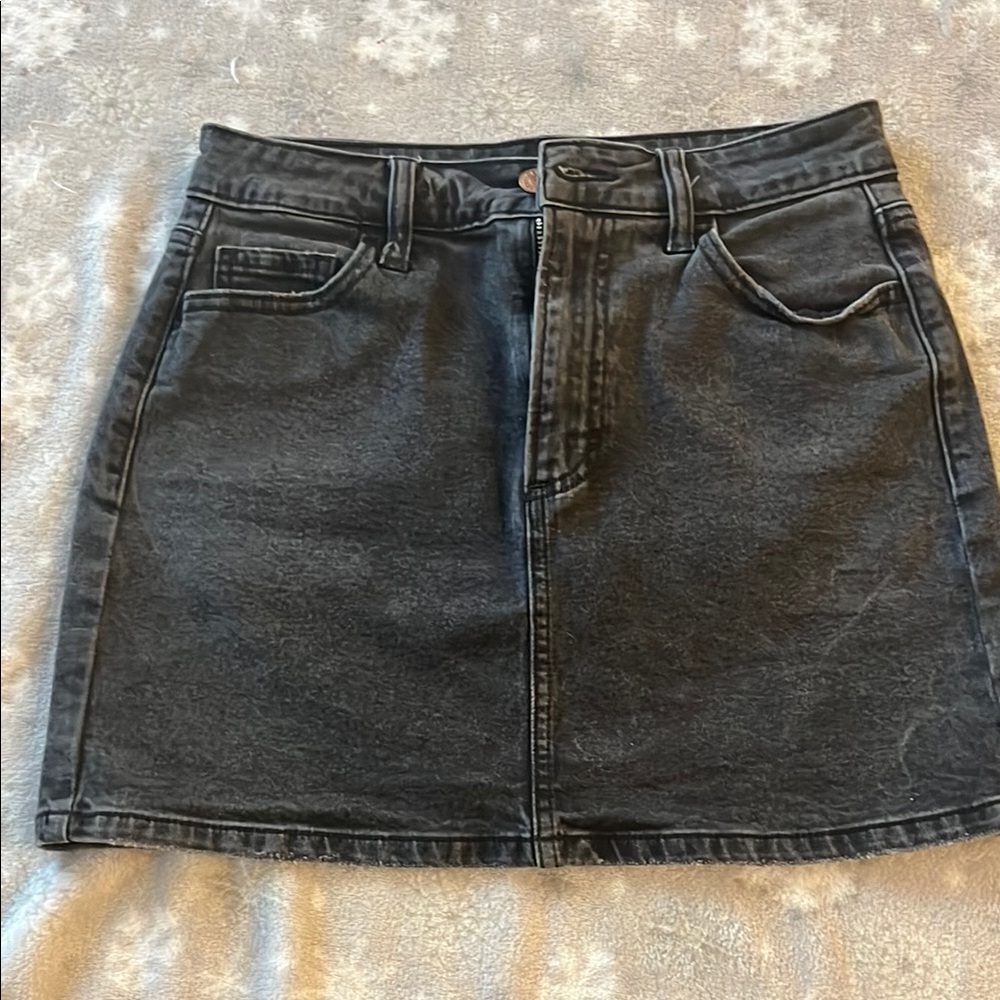 Classic Black Denim Skirt
